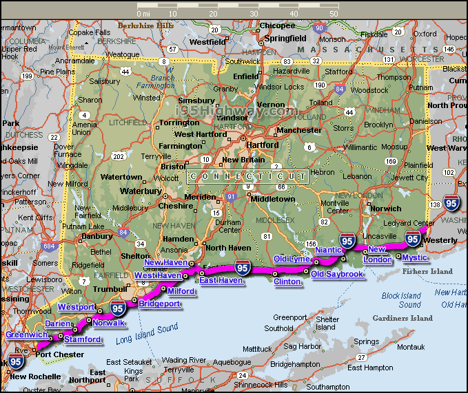 interstate 95 connecticut map