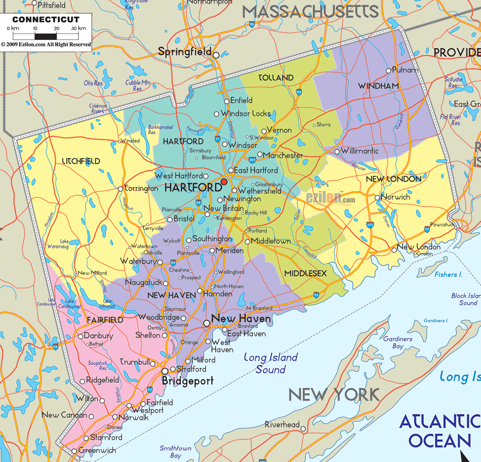 map of connecticut
