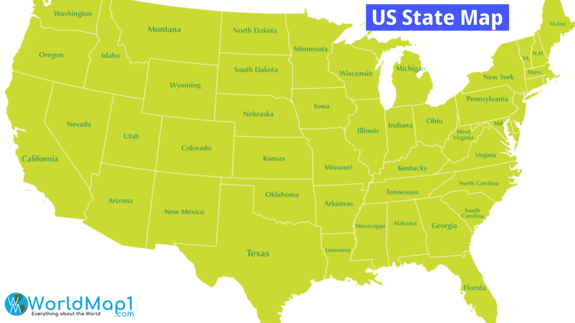 Free Printable United States Map with States
