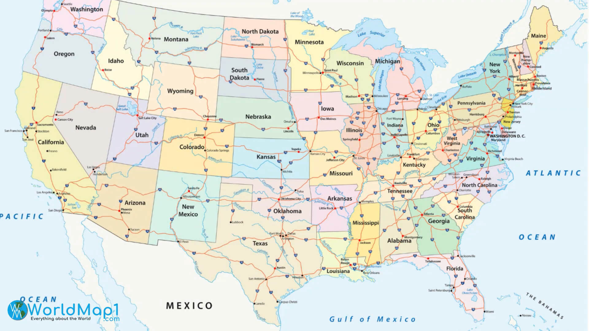 us interstate highway map with major cities