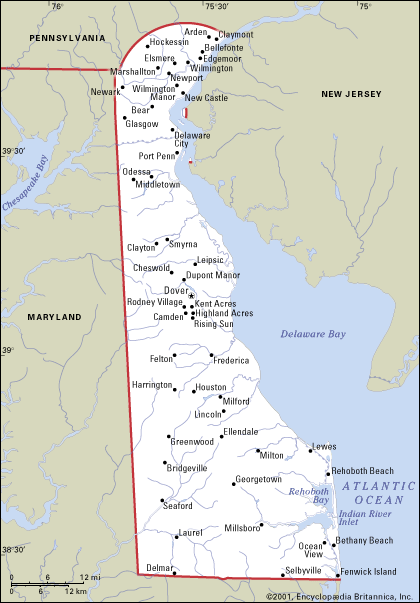 Map of Delaware