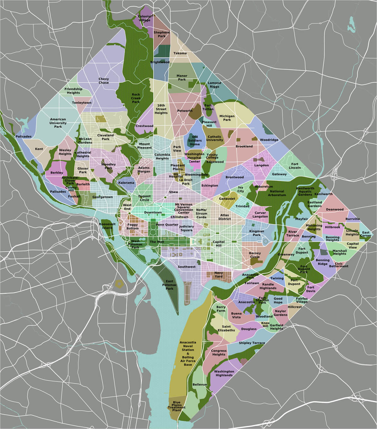 District of Columbia Map Parks