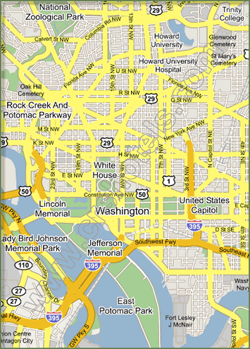 Washington DC, District of Columbia Map