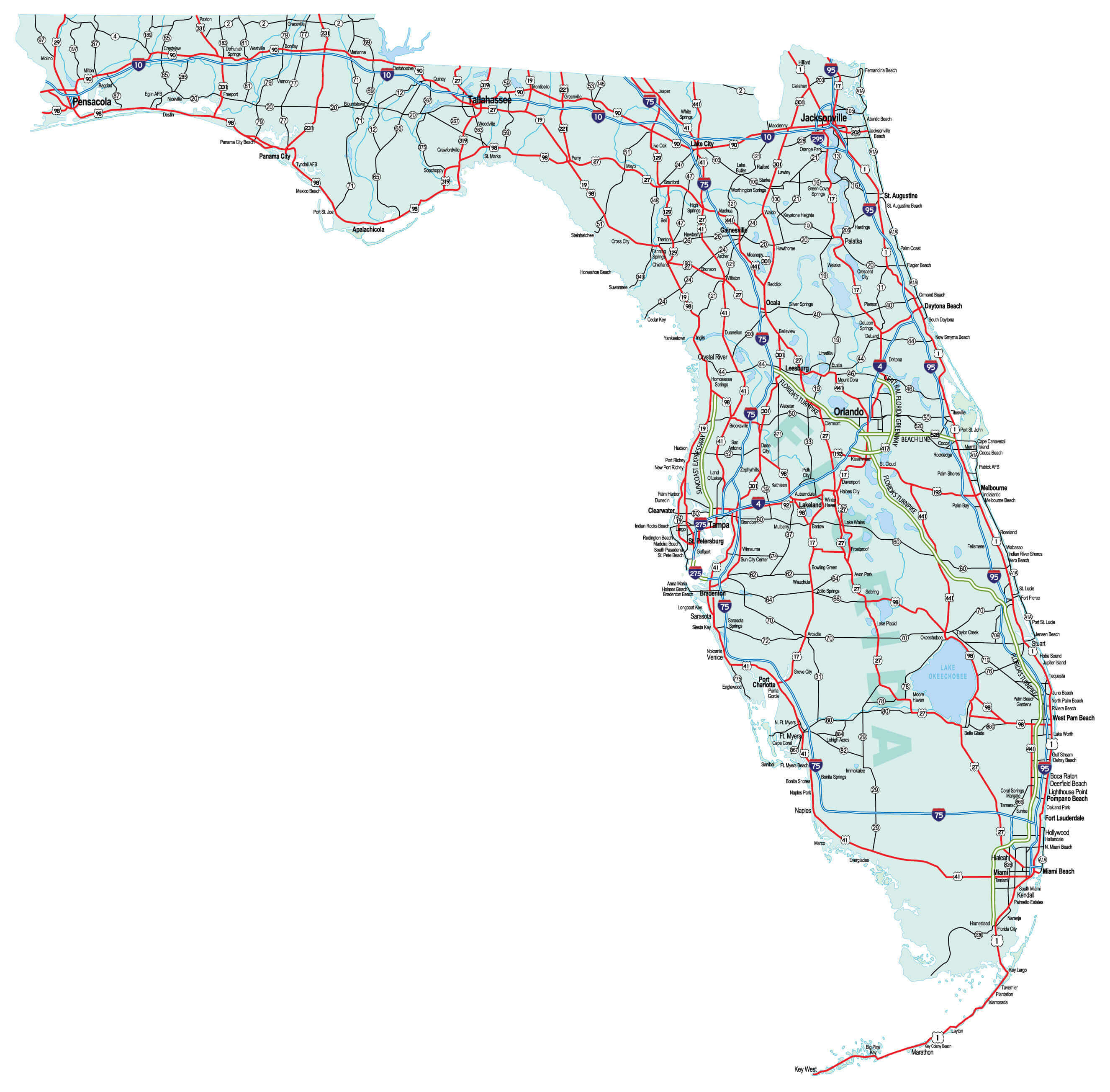 Florida Highways and State Roads Map