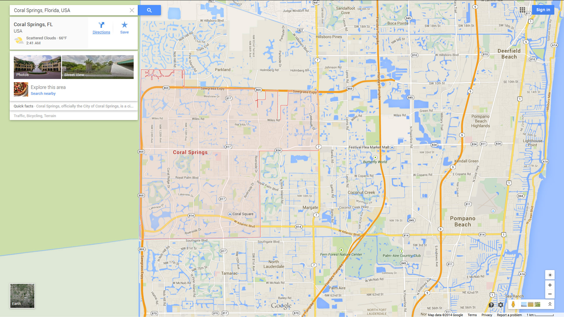 coral springs map florida us