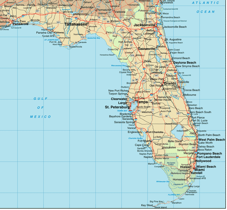 Florida Physical Map