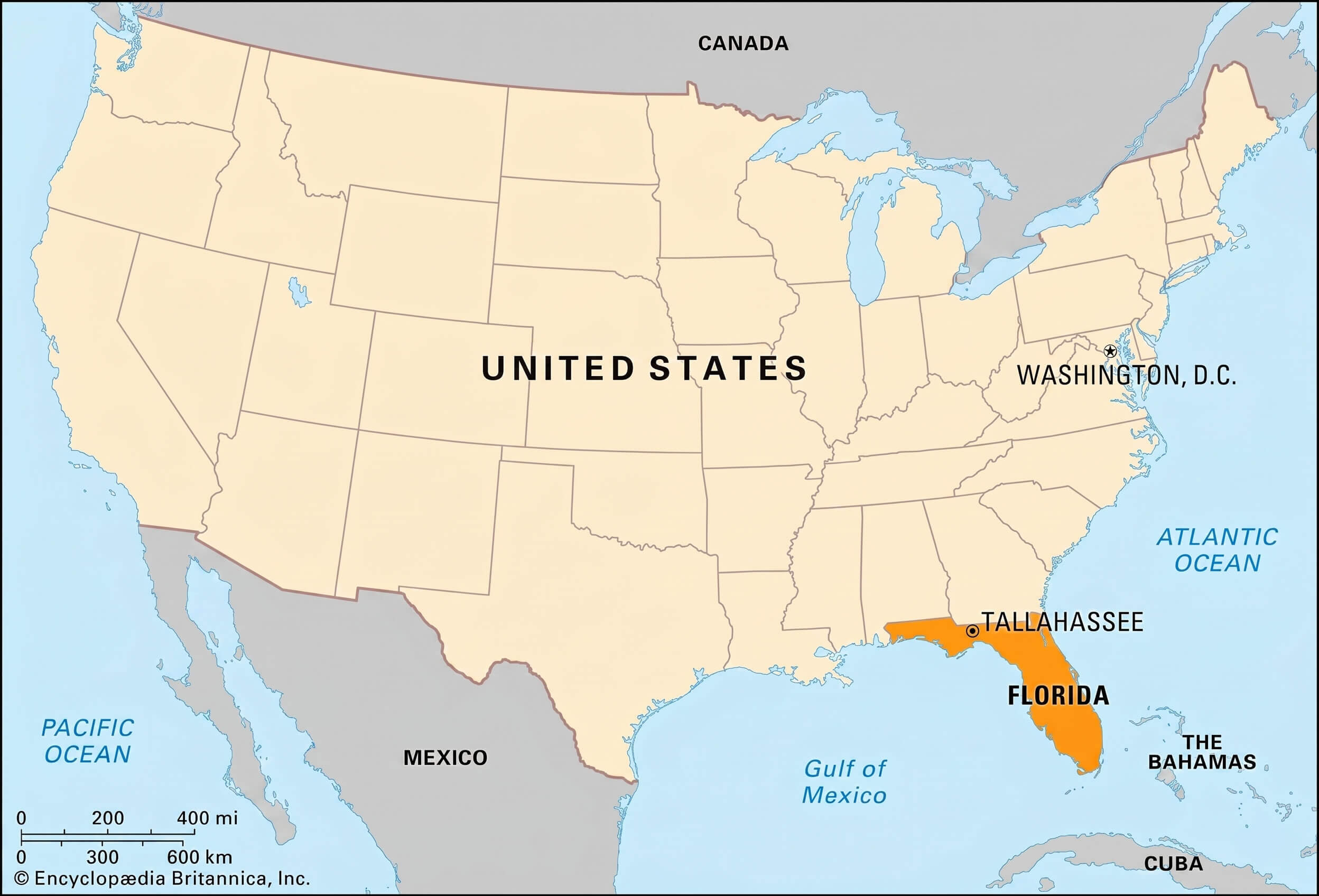 Florida location on USA map highlighted