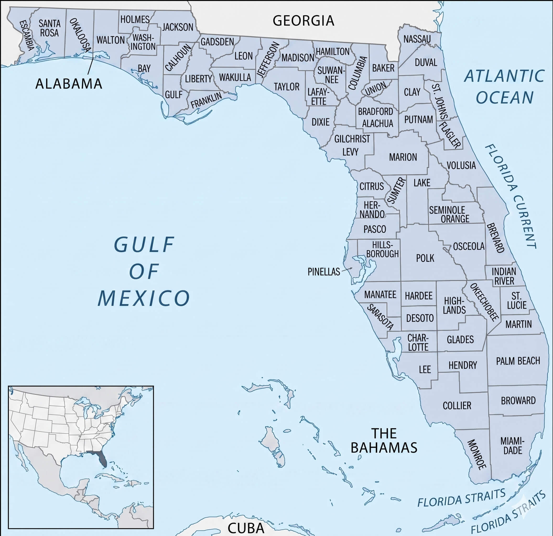 Florida outline map grey