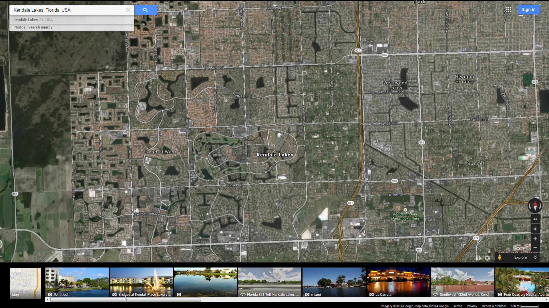 kendale lakes map florida us satellite
