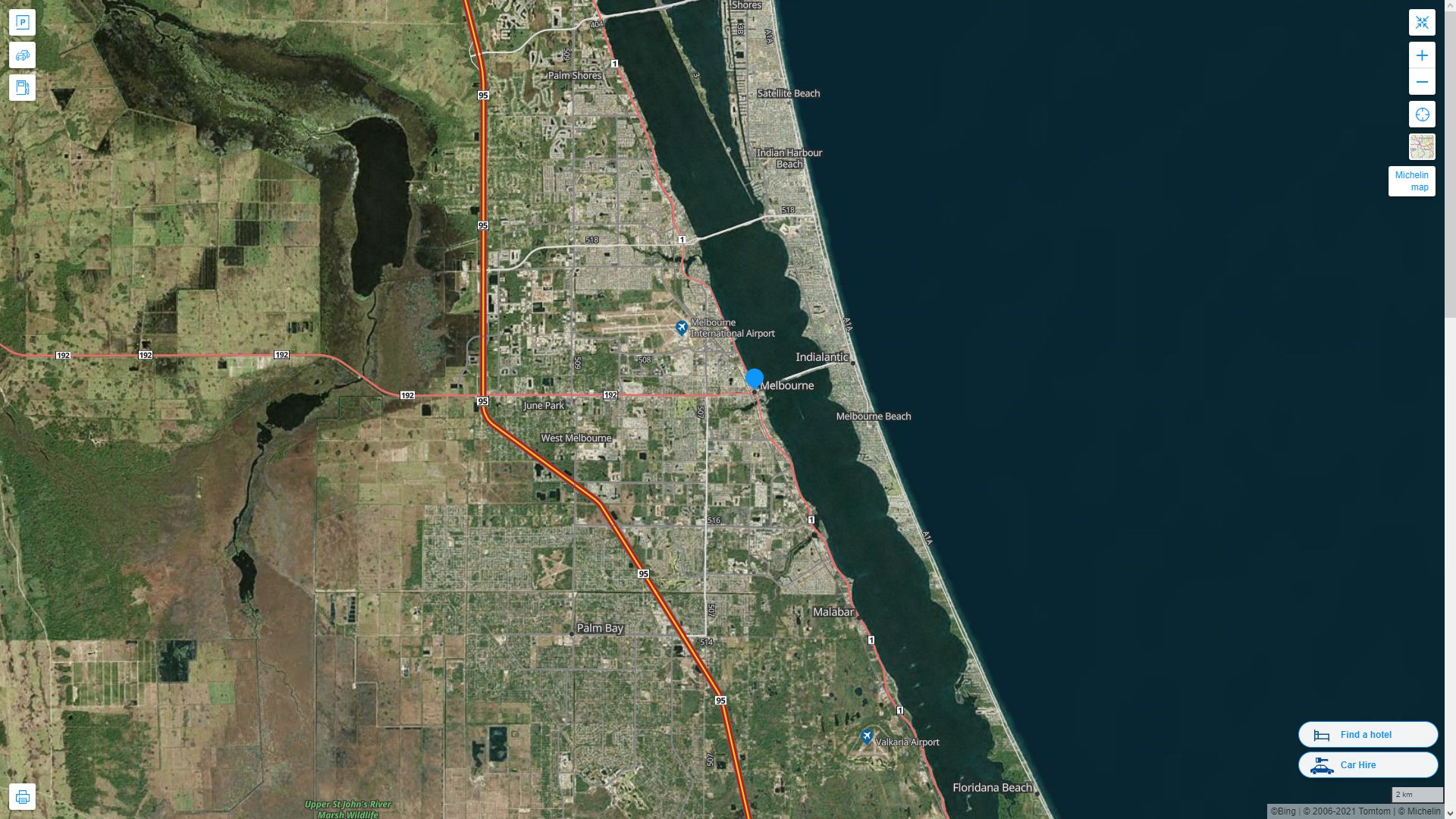 Melbourne Florida Map United - Melbourne%20Florida%20Highway%20and%20Road%20Map%20with%20Satellite%20View 