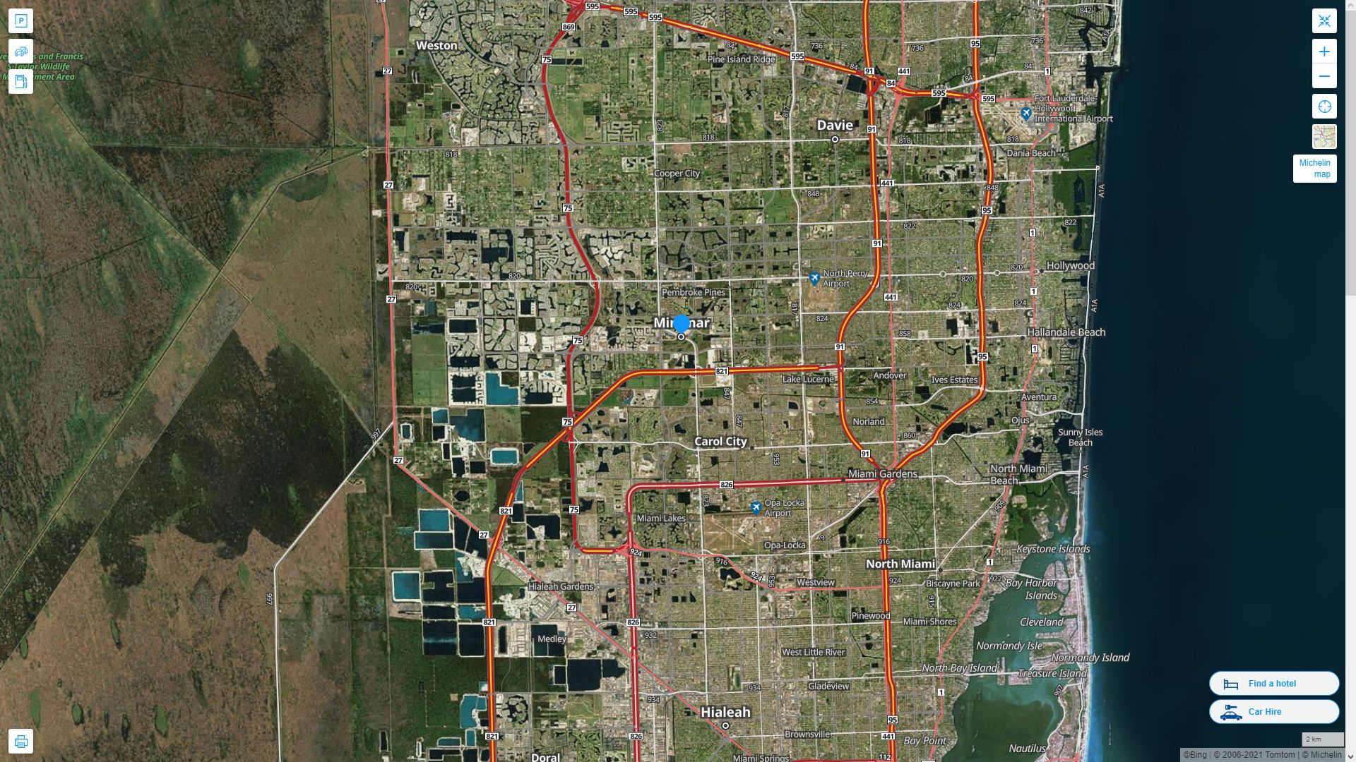 Miramar Florida Map United States - Miramar%20Florida%20Highway%20and%20Road%20Map%20with%20Satellite%20View