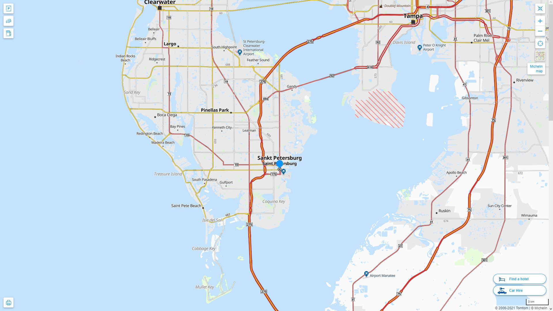 St. Petersburg, Florida Map, image size:1920x1080