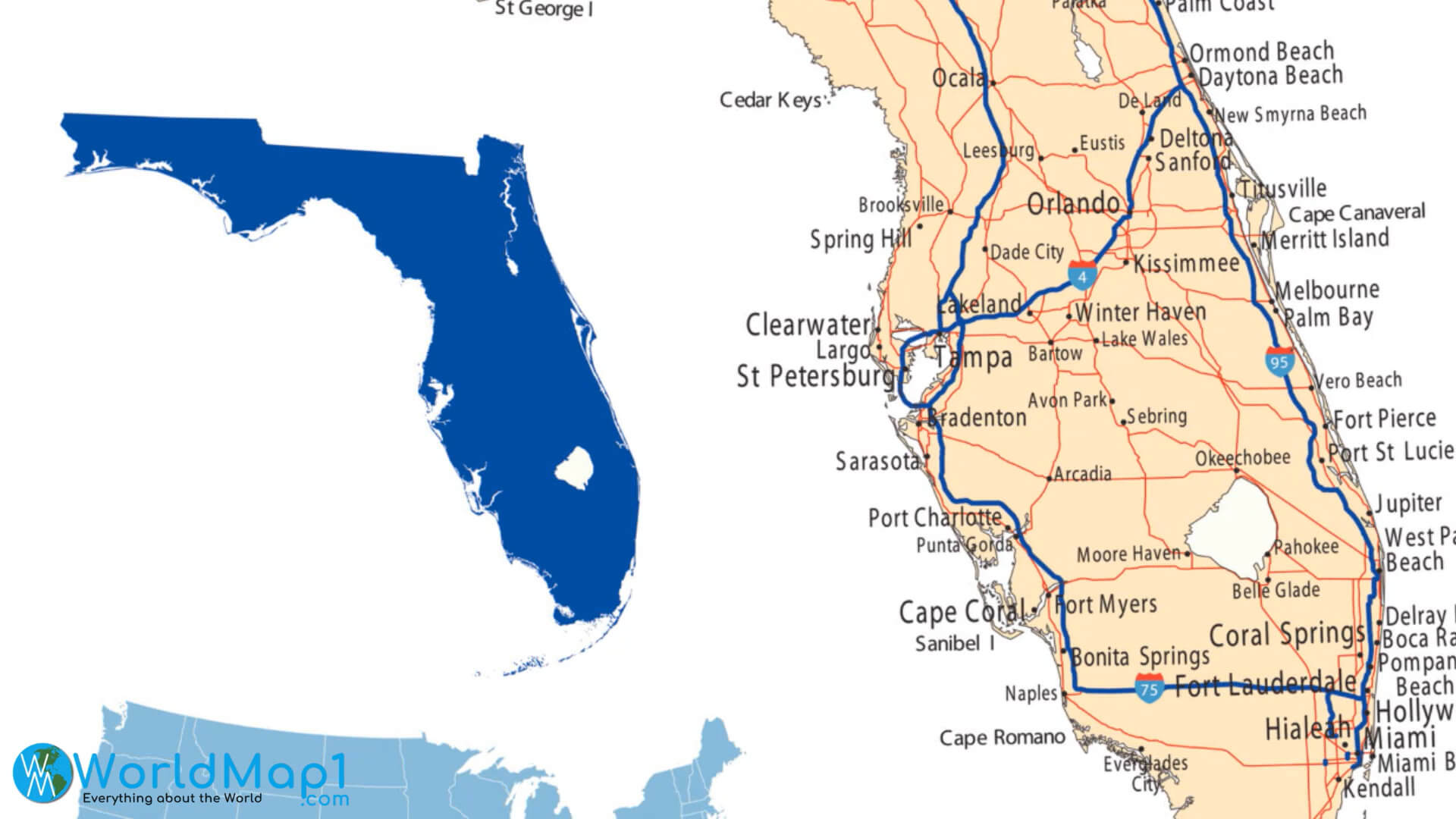 Florida Road Map FL Road Map Florida - Roads%20Map%20of%20Florida%20with%20Blank%20Map
