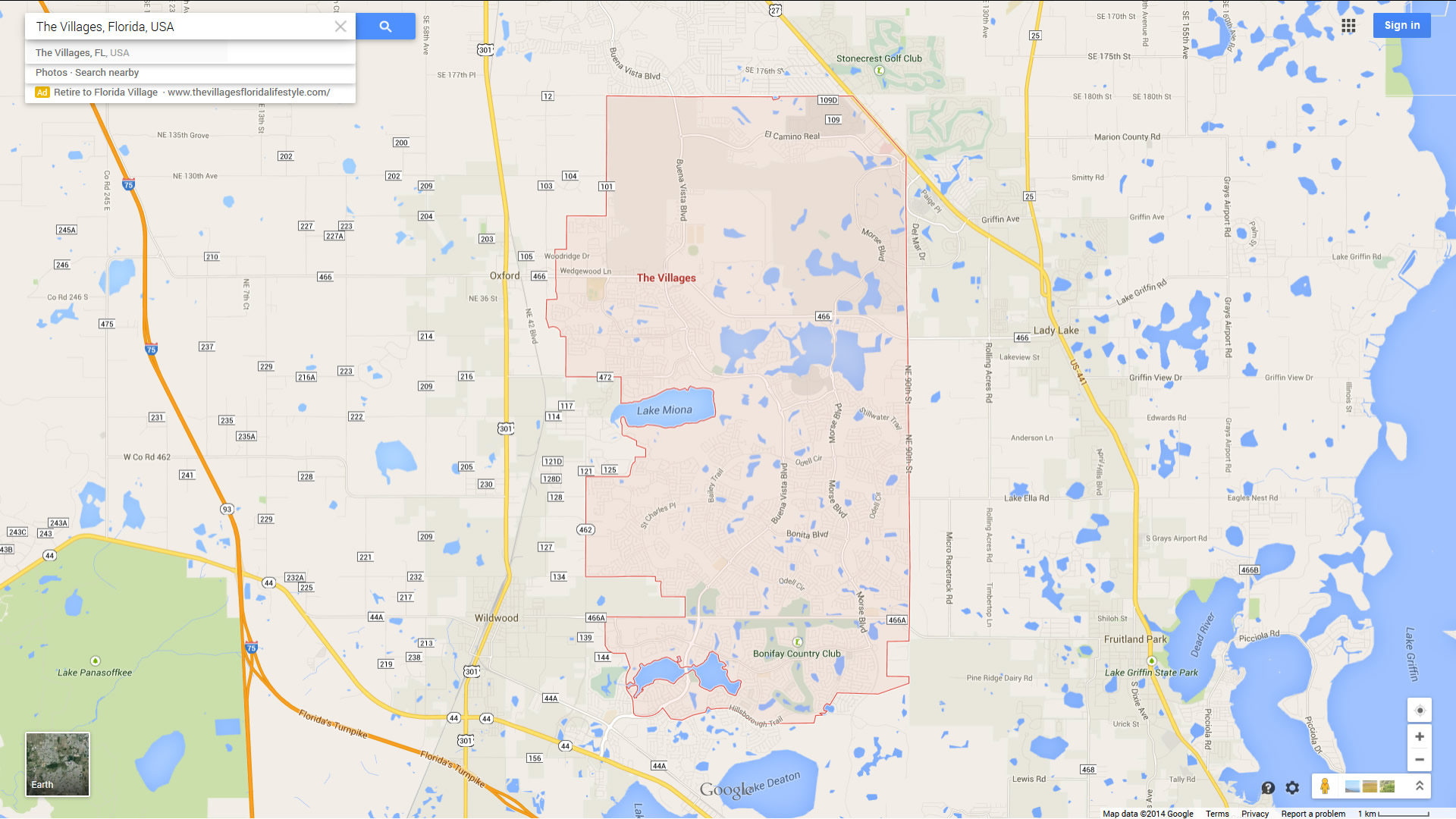 the villages map florida us
