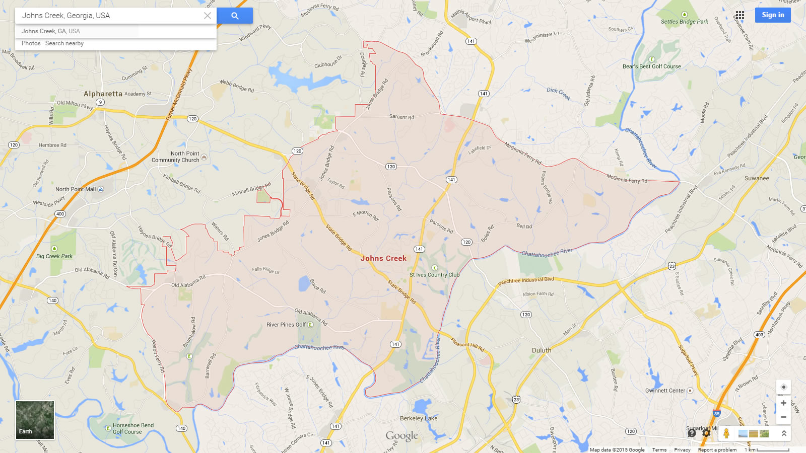 Johns Creek Map United States