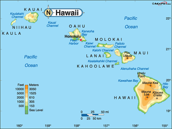 Hawaii Islands Map