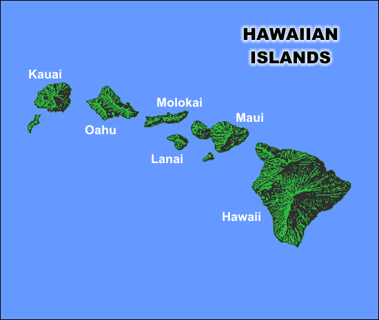 Hawaii Islands Map Pasific Ocean