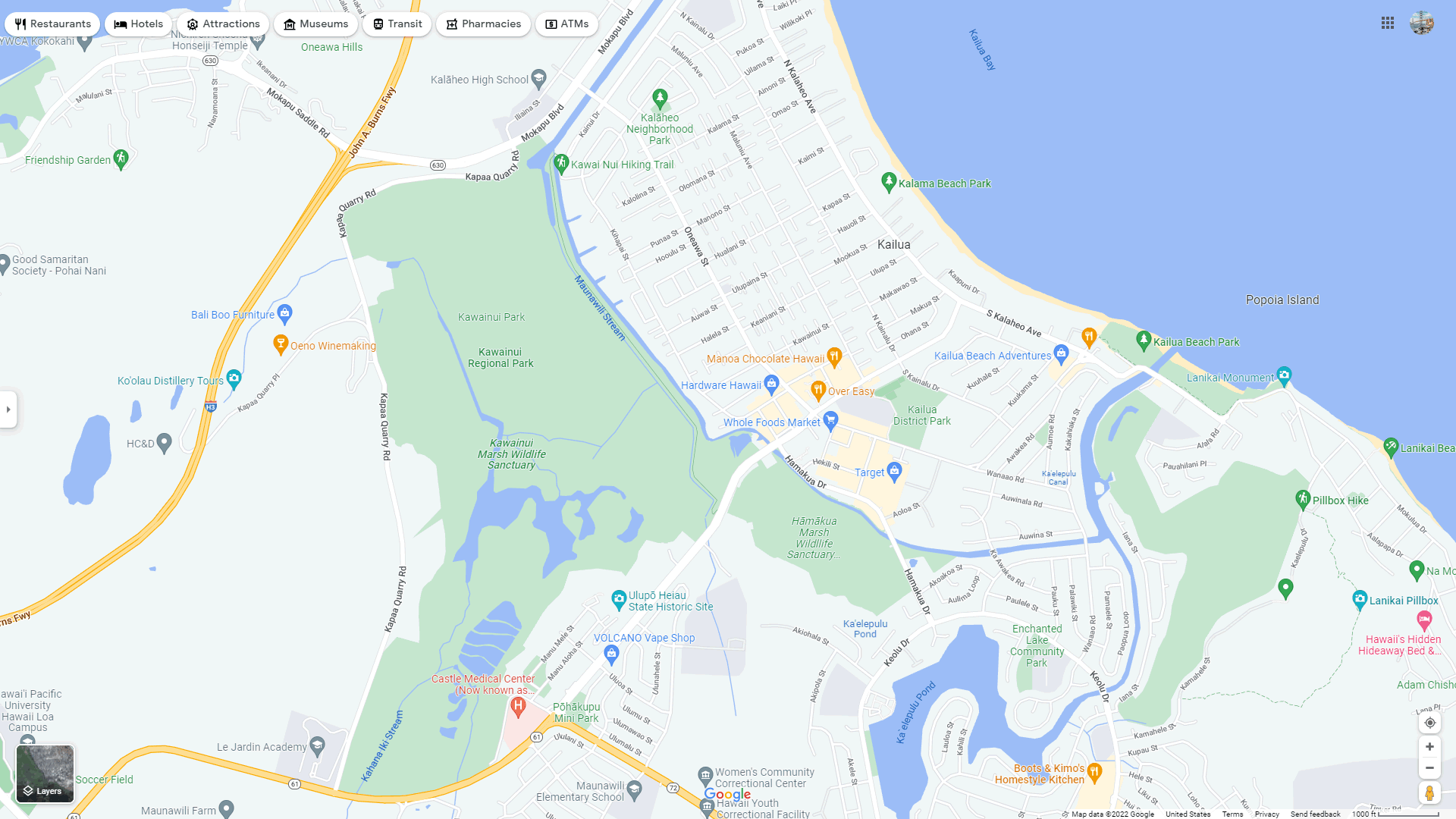 Kailua, Hawaii Map