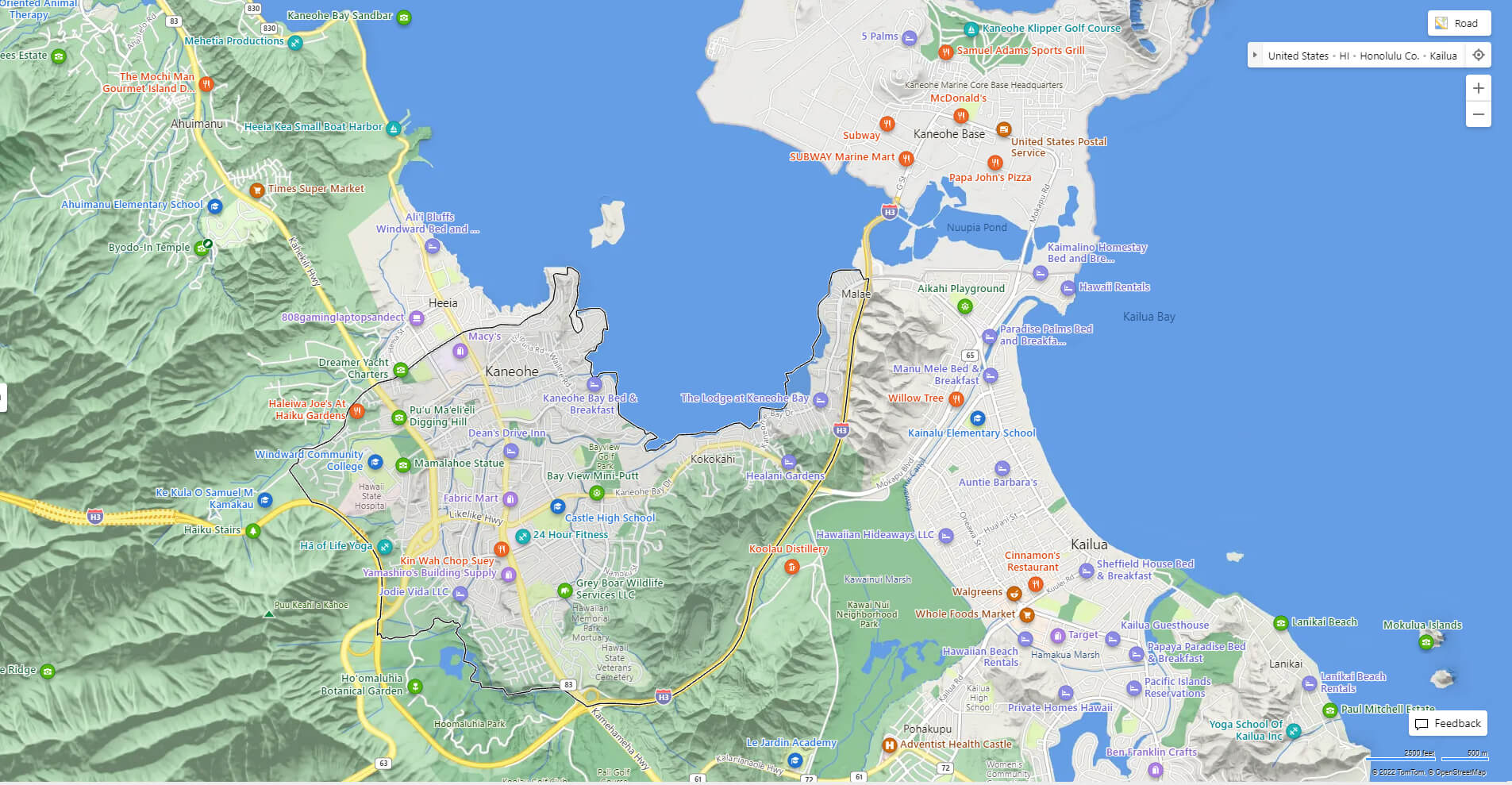 Kaneohe, Hawaii Map