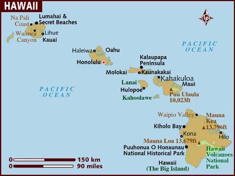 Map of Hawaii United States