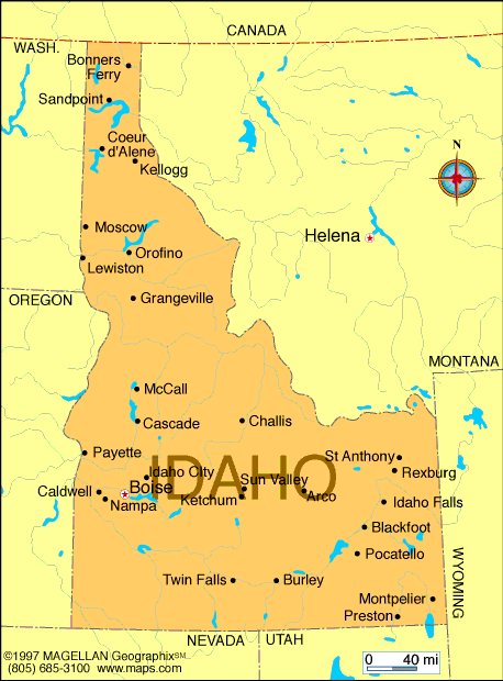 Idaho Cities Map