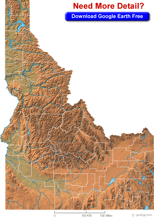 Idaho Physical Map