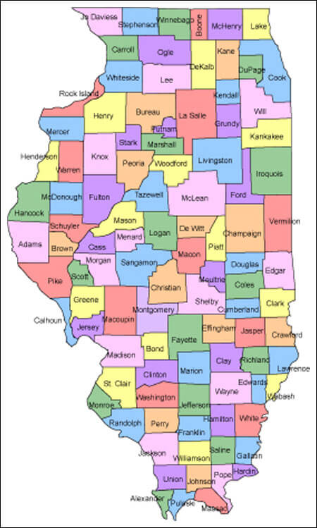 country map state of illinois