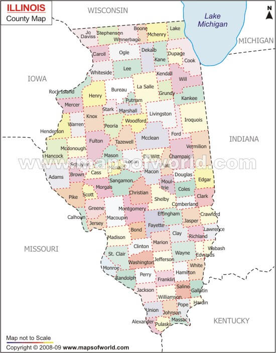 Illinois County Map USA