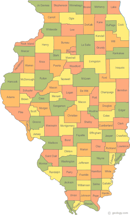 Illinois County Map United States