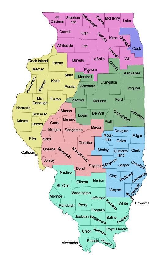 Illinois Map By County Map With Cities - kulturaupice