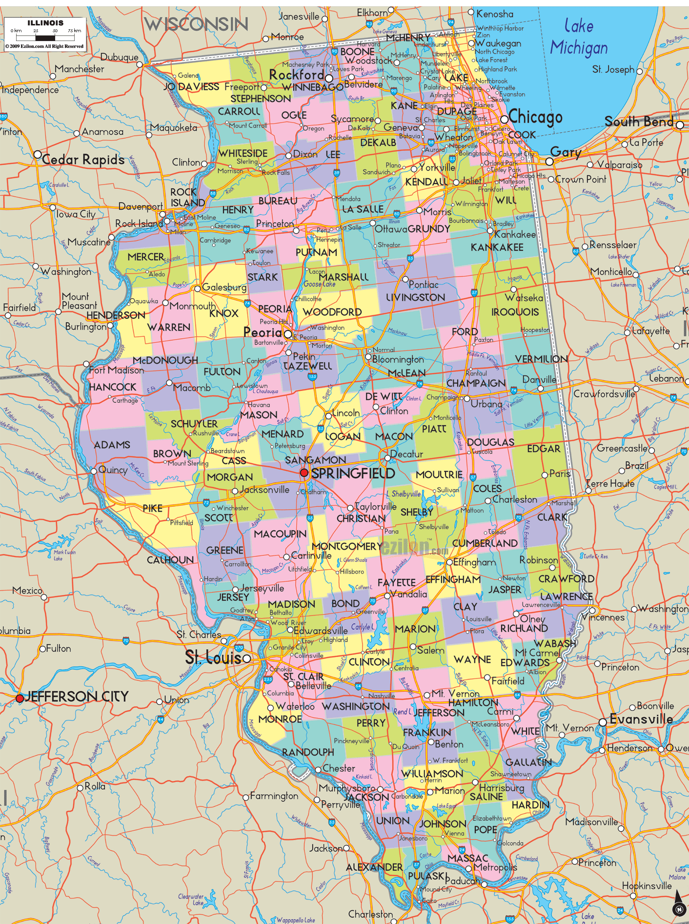State Map of Illinois