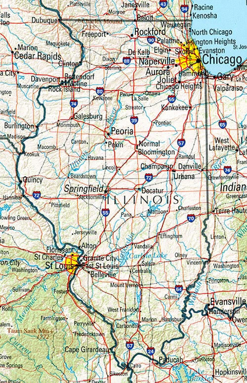 Illinois Map United States of America