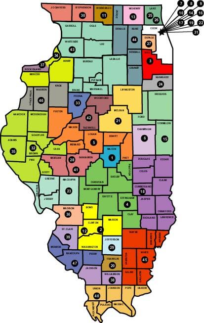 Printable County Map Of Illinois State
