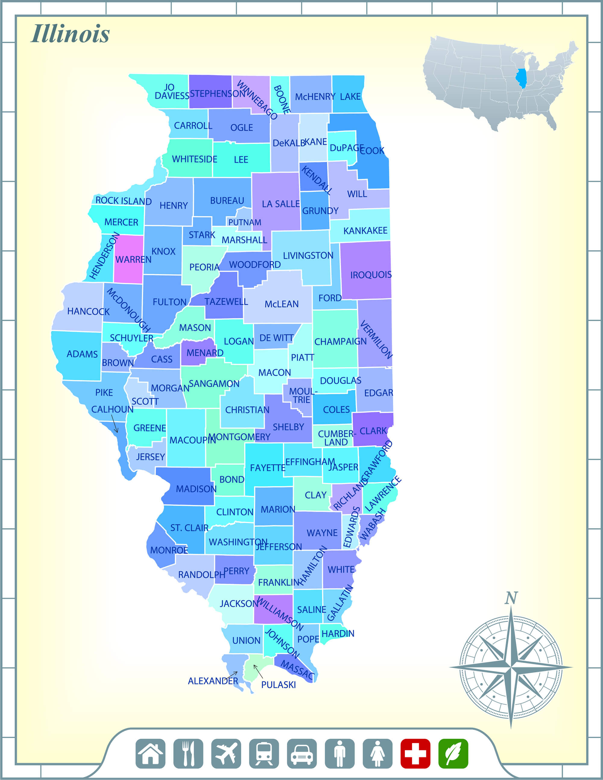 Illinois State Map us