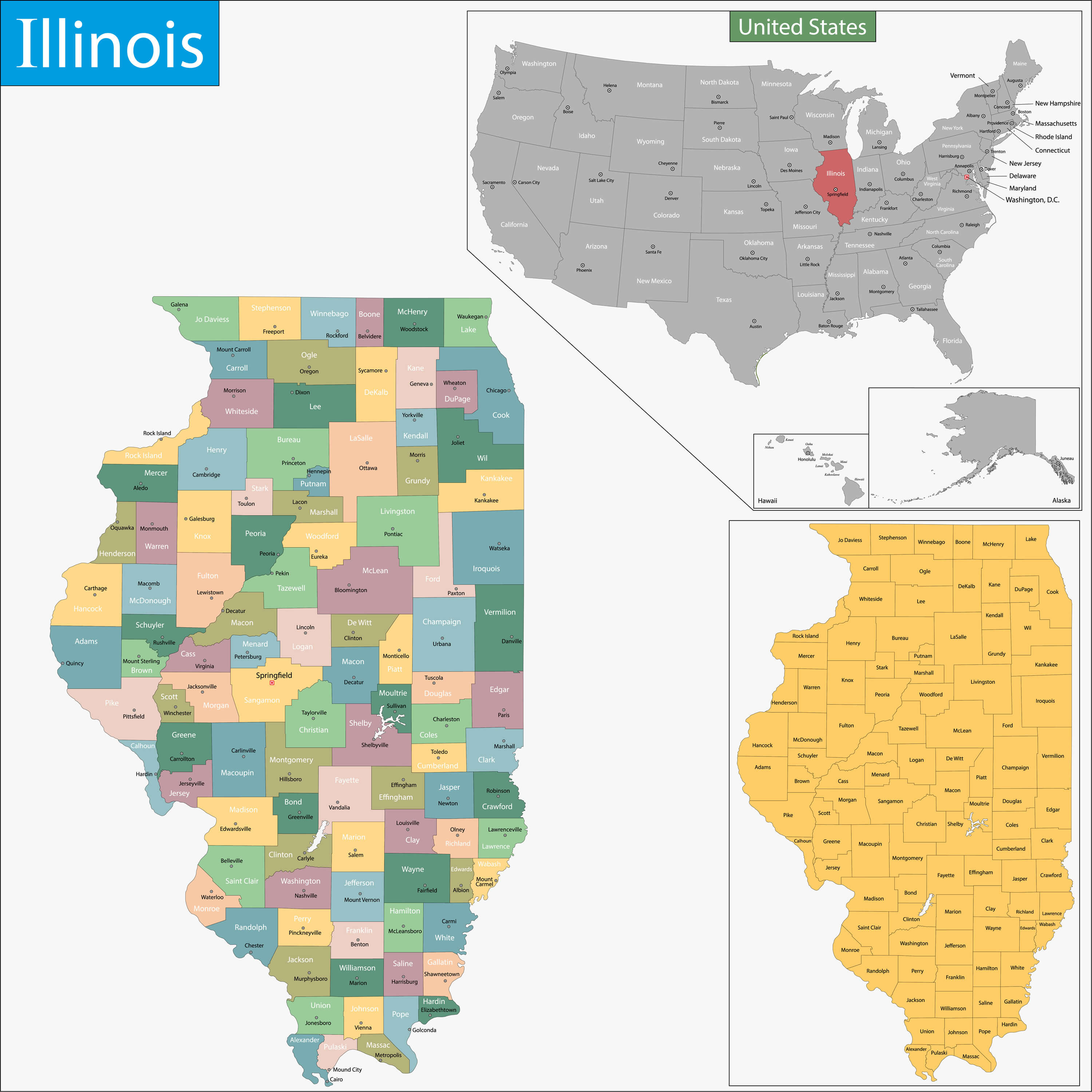 Map of Illinois USA