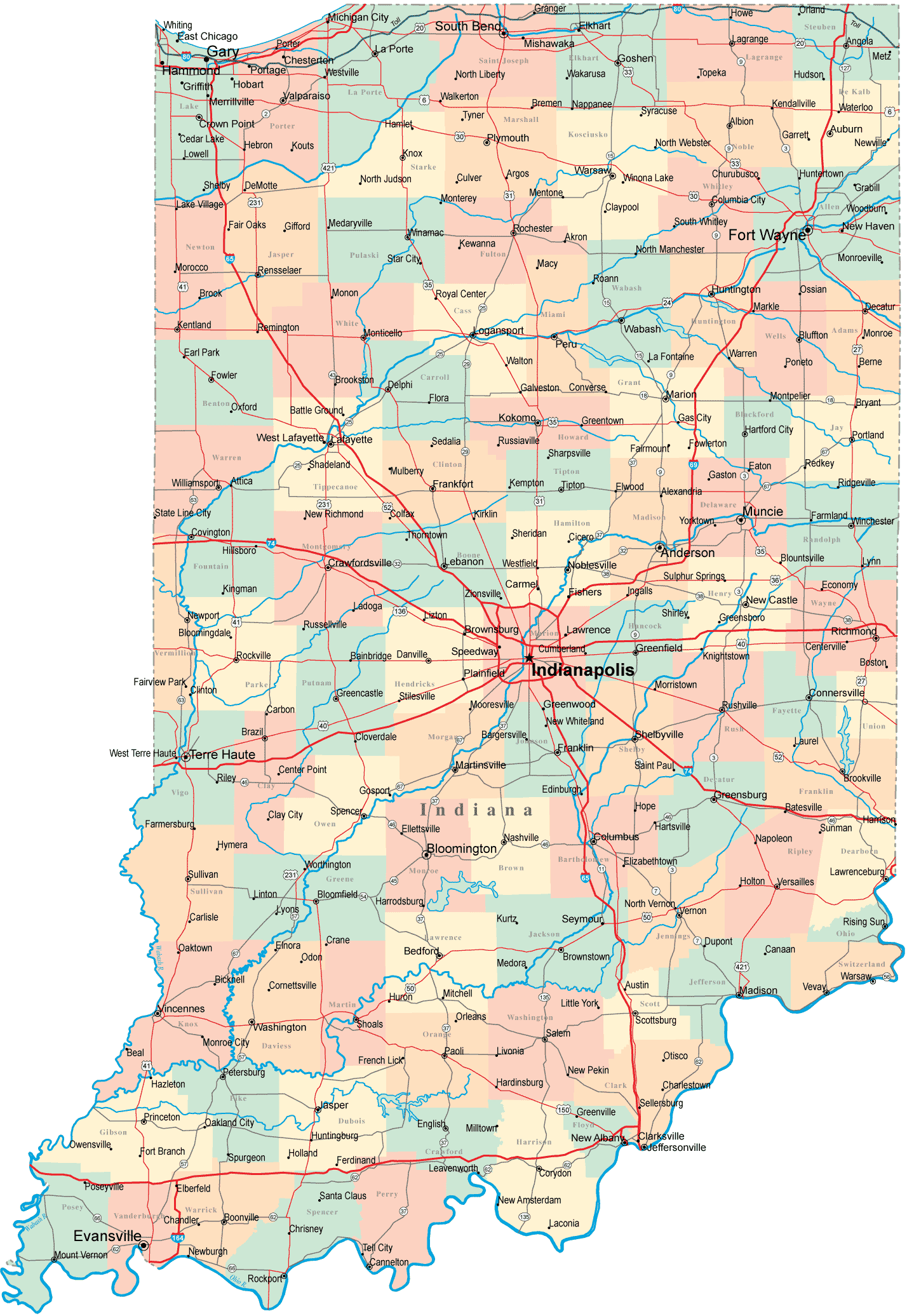 map of northern indiana Indiana Route Map map of northern indiana