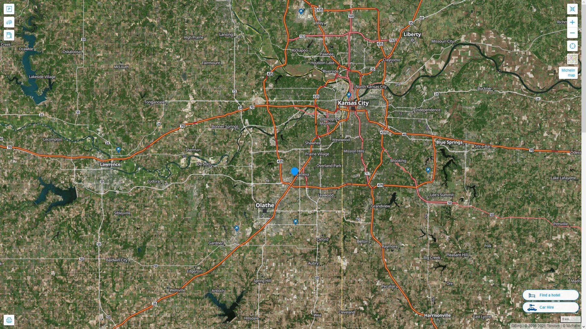 Lenexa Kansas Map - Lenexa%20Kansas%20Highway%20and%20Road%20Map%20with%20Satellite%20View 