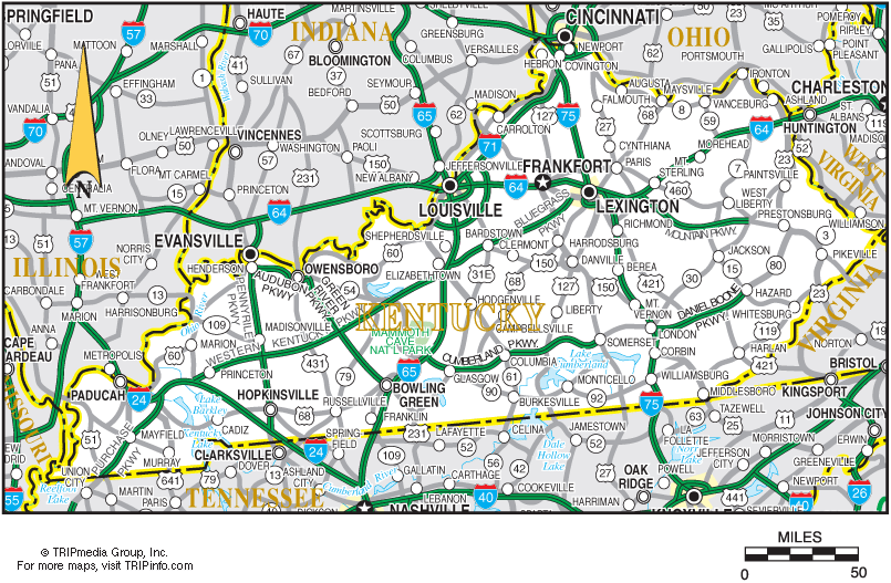 cities Map of Kentucky