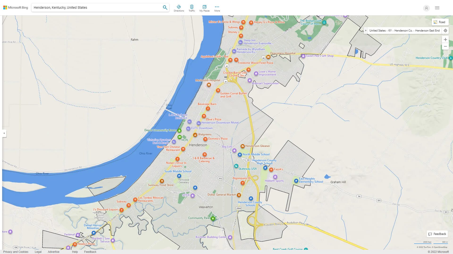 Henderson, Kentucky Map