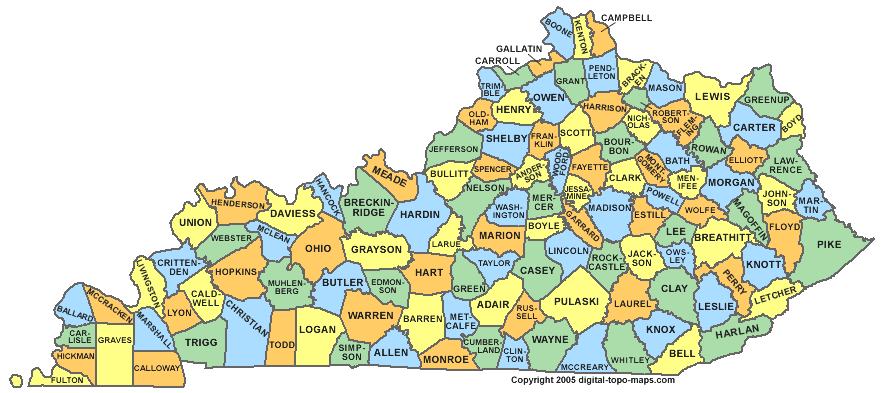 Kentucky County Map United States