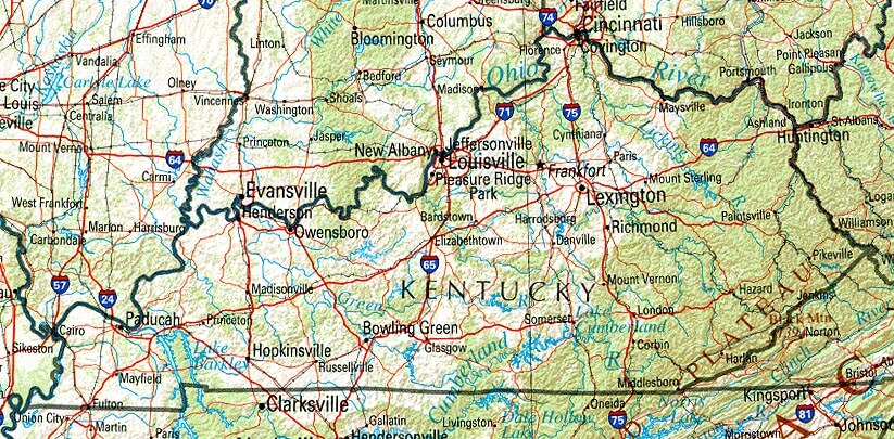 Kentucky Map Lexington