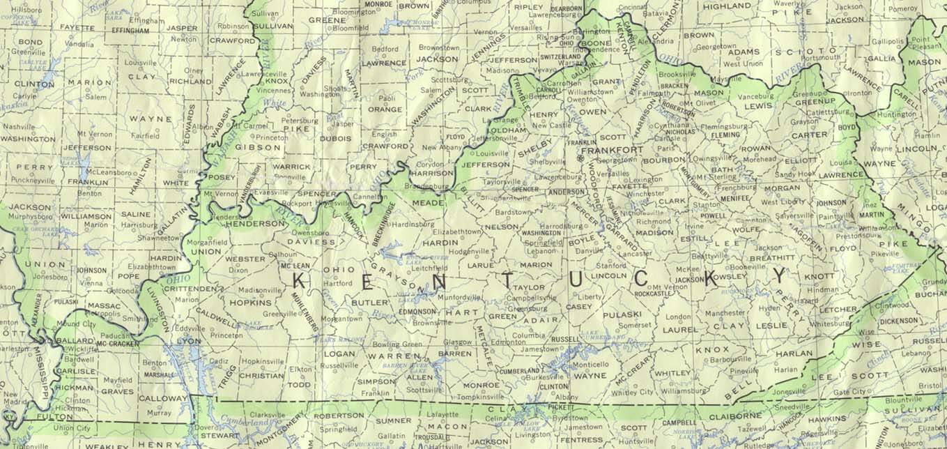 Kentucky Physical Map