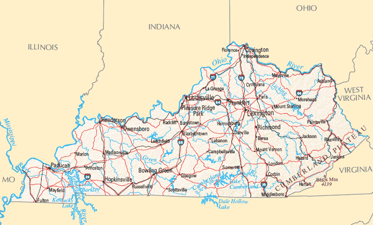 Kentucky reference Map