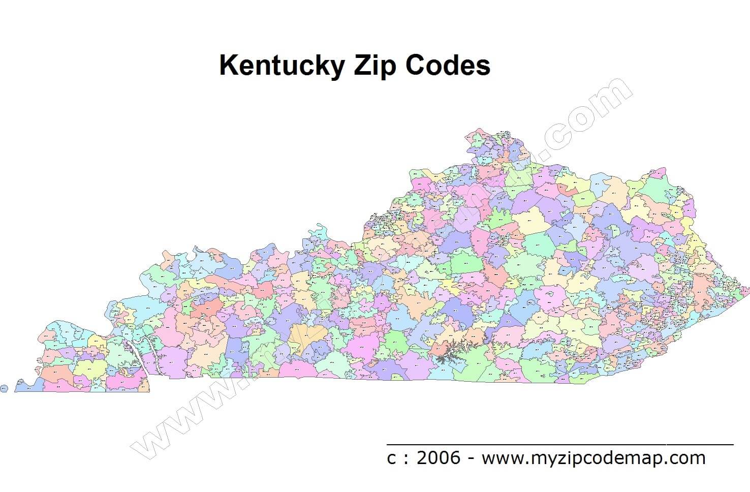 Kentucky zip code map