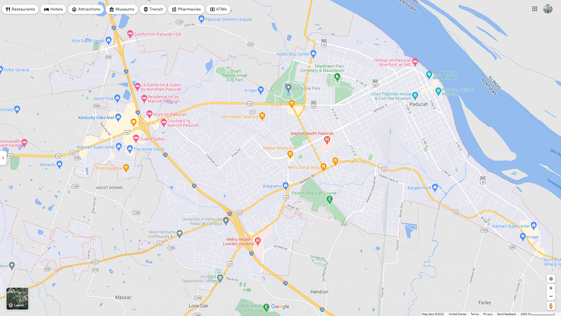 Map Of Paducah Ky And Surrounding Areas Paducah, Kentucky Map