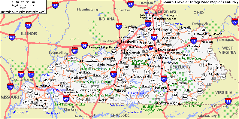 Route Map of Kentucky