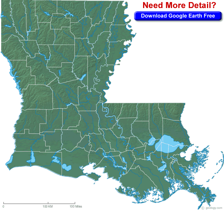 Blank Louisiana Physical Map