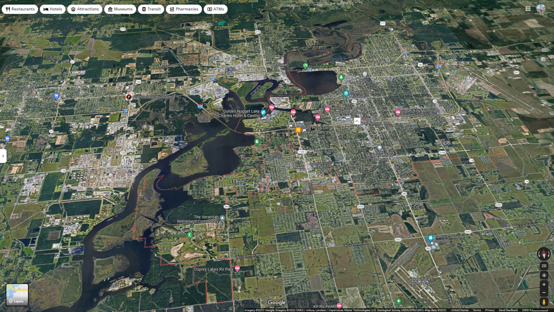 Lake Charles La Satellite Map Lake Charles, Louisiana Map