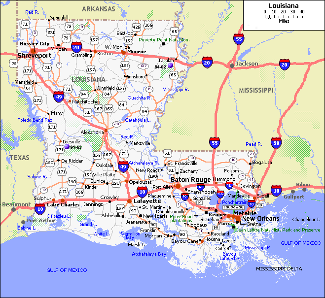 Louisiana Road Map