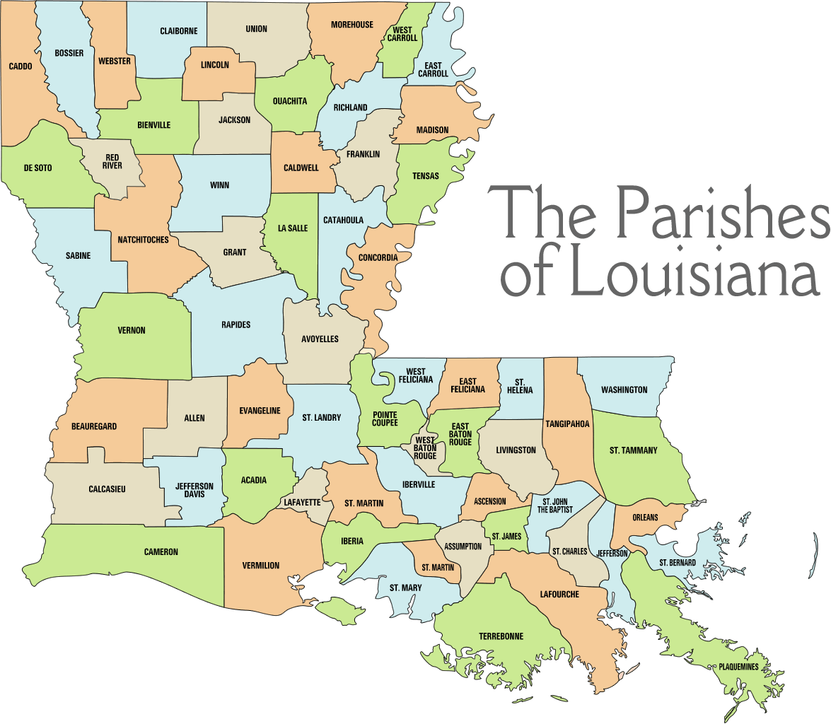 Louisiana County Map. 